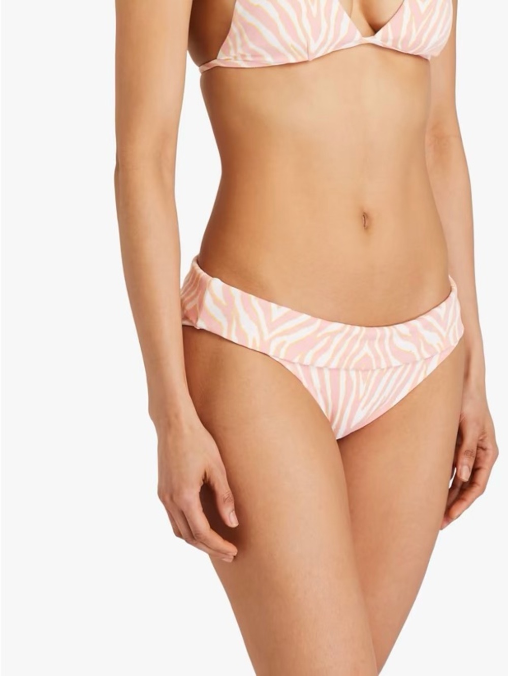 NWT Heidi Klein Palermo Fold-Over Zebra-Print Stretch-Jacquard Low-Rise Bottoms